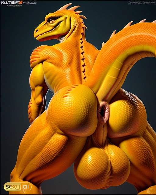 anthro anus balls big_balls black_background butt gaping gaping_anus genitals looking_at_viewer male muscular muscular_anthro muscular_male non-mammal_balls orange_balls orange_body orange_eyes pink_anus presenting presenting_anus presenting_balls sexy.ai simple_background solo tail cow_of_fire lizard reptile scalie