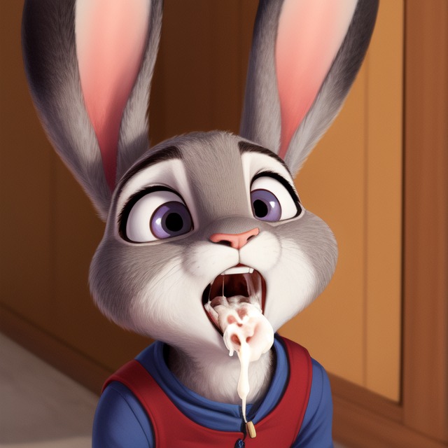 anthro bodily_fluids cum cum_in_mouth cum_inside disney female genital_fluids solo furcreations zootopia judy_hopps lagomorph leporid mammal rabbit