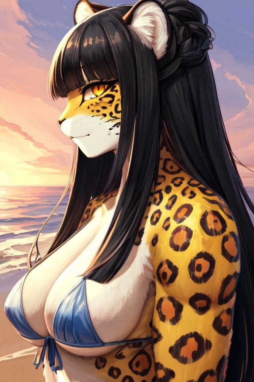 anthro beach bikini clothing female seaside solo swimwear unknown_director felid jaguar mammal pantherine tagme