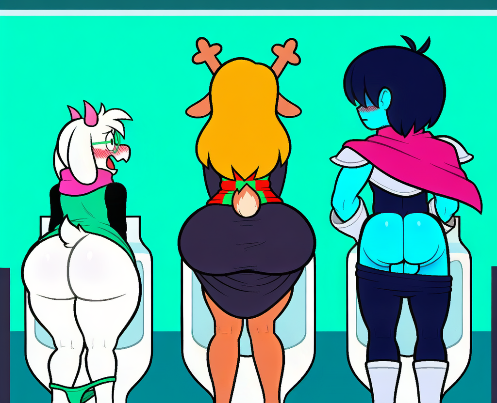 kris, noelle holiday, and ralsei (undertale (series) and etc) directed by boxen549