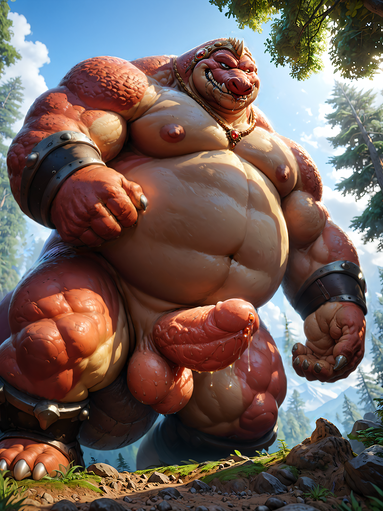 5_fingers anthro armor balls barefoot beercan_cock belly big_penis bodily_fluids bracers claws detailed_scales dragon_quest drooling feet fingers forest genital_fluids genitals girthy_penis huge_penis humanoid_genitalia humanoid_penis jewelry larger_male leaking_precum looking_at_viewer looking_down low-angle_view macro male musclegut necklace nipples penis pink_nipples plant precum precum_on_balls precum_on_penis presenting presenting_penis saliva scales short_penis size_difference slightly_chubby smile smirk solo solo_focus square_enix thick_arms thick_penis thick_thighs tree wet wet_balls wet_penis zeid_(director) crocodine crocodile crocodilian crocodylid reptile scalie detailed