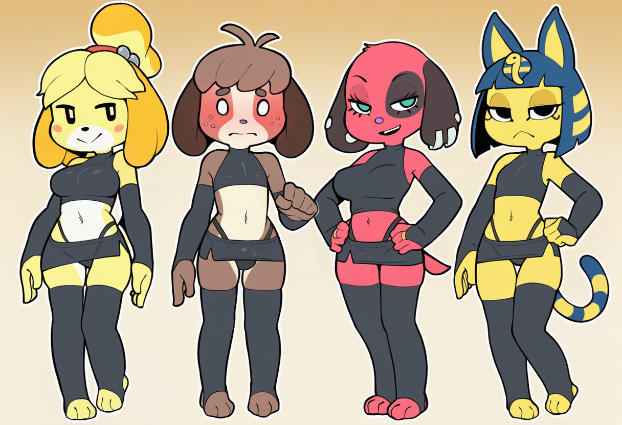 ankha, cherry, digby, and isabelle (animal crossing and etc) directed by director sabre