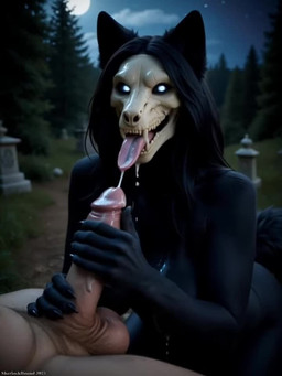 anthro black_body black_fur black_hair bodily_fluids bone breasts cemetery claws cum cum_drip cum_in_mouth cum_inside cum_on_tongue cumshot deep_throat dripping duo ejaculation fellatio female female_on_human female_penetrated fur genital_fluids genitals glowing glowing_eyes hair hand_on_penis inside male male/female oral outside penetration penile penis realistic sex skull skull_head solo tongue sherlock_hound_(director) scp-1471 scp-1471-a canid canine canis human mammal monster wolf animated colored short_playtime webm