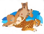 5_fingers anal anal_fingering anthro anthro_on_anthro anus arched_back areola athletic athletic_female blue_eyes breasts brown_body brown_fur bubble_butt butt butt_grab claws duo feet female female/female finger_claws fingering fingering_partner fingers fur gaping gaping_anus genitals hand_on_butt interspecies looking_at_viewer looking_back lying markings nipples nude nude_female on_front orange_body orange_fur pawpads paws pillow presenting presenting_hindquarters presenting_partner pussy raised_tail reclining seductive sex simple_background smile spots spotted_body spotted_fur spread_anus spreading tail tail_grab tail_pull toe_claws toes whiskers white_background yellow_body yellow_fur anonymous_director canid canine canis cheetah felid feline mammal wolf hi_res