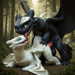 animal_genitalia balls big_balls big_penis black_balls black_body black_genitals black_scales blue_eyes bodily_fluids claws cum detailed_background doggystyle duo enjoying erection female female_feral female_on_feral female_penetrated feral feral_on_feral feral_penetrated feral_penetrating feral_penetrating_female feral_penetrating_feral forest french_kissing from_behind_position genital_fluids genitals green_eyes kissing licking male male/female male_feral male_on_feral membrane_(anatomy) membranous_wings mythology nature nature_background open_mouth outside penetration penis plant red_genitals red_penis saliva saliva_string scales sex spread_wings tail teeth tongue tongue_out tree vaginal_fluids white_body white_scales wings gridanon dreamworks how_to_train_your_dragon nubless toothless dragon fury_(httyd) mythological_creature mythological_scalie night_fury scalie western_dragon 3d_(artwork) absurd_res detailed digital_media_(artwork) hi_res stable_diffusion
