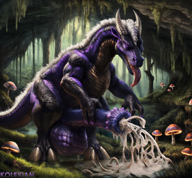 animal_genitalia animal_penis balls big_balls big_penis biped bipedal_feral black_body black_scales bodily_fluids brood cum cumshot detailed_background deviantart digitigrade ejaculation erection feral fingers genital_fluids genitals hooves horn host hybrid_genitalia hybrid_penis infestation male mane masturbation muscular nude open_mouth parasite patreon penile penile_masturbation penis purple_body scales self_upload solo spread_legs spreading swamp tail tongue tongue_out water kolexian hybrid unknown_species worm 2025 detailed director_name signature story story_in_description watermark