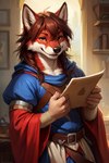 anthro brown_eyes clothing hair male medieval red_hair robe soldier solo warrior mindry arturo_(mindry) canid canine canis mammal wolf