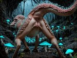 alien alien_planet anus female feral genitals hi_res jelloponies looking_at_viewer looking_back looking_back_at_viewer monster pussy raised_tail solo