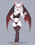 anthro bat_wings bow_ribbon claws clothing colored_nails ear_tuft fangs female fur lace_bra lace_panties lace_stockings lingerie long_nails membrane_(anatomy) membranous_wings nails neck_tuft pink_nose red_eyes red_nails red_wings short_tail simple_background solo tuft white_body white_fur wing_claws wings gilkardex countess_carmilla microbat phyllostomid vampire_bat yangochiropteran absurd_res hi_res