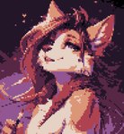 ambiguous_gender anthro bust_portrait icefoxai looking_back pixelated portrait side_view smile