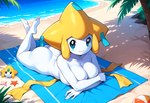 anthro beach big_breasts breasts butt exposed_breasts female gobabsnow nude plant seaside smile solo tree pokemon generation_3_pokemon jirachi legendary_pokemon pokemon_(species) absurd_res hi_res