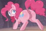 animal_genitalia animal_pussy anus butt equine_genitalia equine_pussy female feral fur genitals hair looking_at_viewer pink_body pussy raised_tail smile solo twinkaton friendship_is_magic my_little_pony pinkie_pie_(mlp) equid equine horse mammal pony