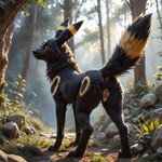 all_fours animal_genitalia animal_pussy anus canine_pussy detailed_background female feral forest genitals photorealism plant pussy raised_tail realistic self_upload solo standing tree eeveelution generation_2_pokemon pokemon_(species) umbreon hi_res