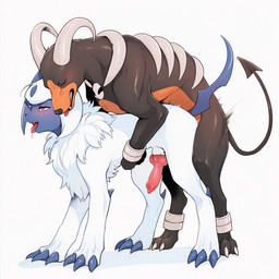 anal anal_penetration animal_genitalia animal_penis canine_genitalia canine_penis doggystyle duo eyes_closed feral from_behind_position genitals knot looking_pleasured male male/male motion_lines narrowed_eyes penetration penis sex standing lightning7 nintendo pokemon absol generation_2_pokemon generation_3_pokemon houndoom pokemon_(species) absurd_res hi_res