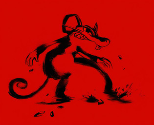 action_pose ambiguous_gender anthro buckteeth looking_at_viewer male pose red_background simple_background teeth lezzy nintendo pokemon generation_1_pokemon mammal pokemon_(species) rattata