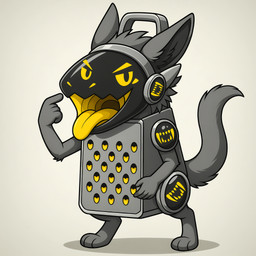 anthro cheese_grater fur gesture grey_body grey_fur machine male pointing pointing_at_self solo tongue tongue_out yellow_eyes yellow_tongue thedavid protogen 1:1 hi_res