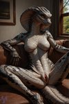 anthro breasts brown_eyes featureless_breasts female genitals looking_at_viewer nude pussy realistic scales snake_hood solo gren_art reptile scalie snake absurd_res hi_res watermark