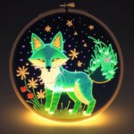 ambiguous_gender canid canine embroidery feral flower fox glowing icefoxai mammal plant solo