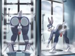 against_surface anthro anus ass_on_glass balls butt fur genitals glass grey_body grey_fur humanoid_genitalia humanoid_penis looking_back male on_glass penis shower solo steam icefoxai bugs_bunny lagomorph leporid mammal rabbit digital_media_(artwork) hi_res