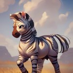 black_stripes cloud dark_teats equid equine female feral fur mammal mane outside pony_diffusion_(model) savanna solo striped_body striped_fur stripes teats walking white_body white_fur witecek_(director) zebra