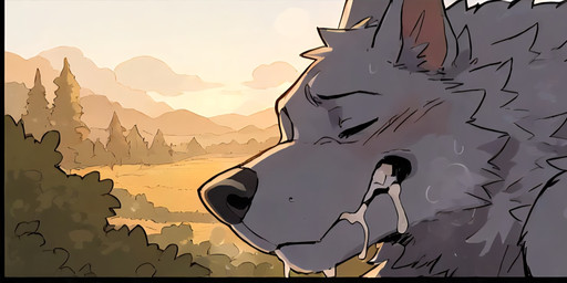 bodily_fluids cum cum_in_mouth cum_inside fellatio fur genital_fluids good_boy male male/male oral penile sex solo white_body white_fur woolfie_da_pup absurd_res hi_res