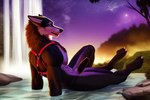 anthro canid canine canis genitals harness male mammal penis seductive solo waterfall wolf woods