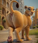 anatomically_correct anus butt felid female feral genitals lion looking_back mammal mmkio nala_(the_lion_king) narrowed_eyes pantherine pawpads presenting presenting_hindquarters pussy rear_view solo walking