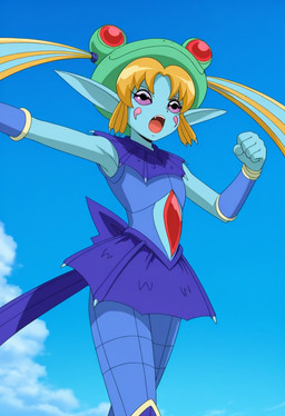 elfin female frog_head minx_elfin solo wliiexn103 bakugan bakugan_(series) bakugan_battle_brawlers amphibian elf frog humanoid hi_res tagme