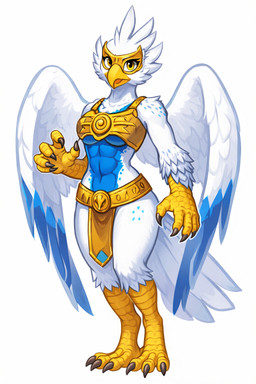 abs anthro armor athletic athletic_anthro athletic_female avian_feet avian_legs beak bottomwear breasts claws clothing feathered_wings feathers female loincloth mask muscular scuted_legs scutes solo tail_feathers talons tribal white_body wings birdovo eris(legends_of_chima) accipitrid accipitriform avian bird eagle hi_res