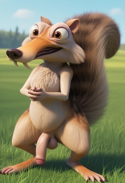 anthro balls fangs flaccid foreskin fur genitals glans humanoid_genitalia humanoid_penis male nude partially_retracted_foreskin penis prehistoric_species solo teeth vein veiny_penis boxen549 ice_age_(series) scrat_(ice_age) mammal rodent saber-toothed_squirrel sciurid hi_res