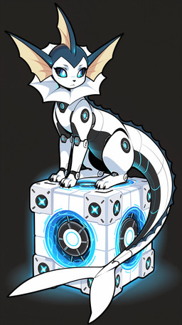 ambiguous_gender blue_eyes female feral joints machine solo white_body nintendo pokemon android eeveelution generation_1_pokemon pokemon_(species) robot vaporeon absurd_res hi_res