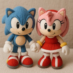 accessory anthro black_eyes blue_body blue_fur boots bracelet clothing dress duo female footwear fur gloves gold_(metal) gold_bracelet gold_jewelry hair_accessory hairband handwear jewelry male male/female pink_body pink_fur plushie shoes smile sneakers standing turkey_(director) sega sonic_the_hedgehog_(series) amy_rose sonic_the_hedgehog eulipotyphlan hedgehog mammal 3d_(artwork) digital_media_(artwork)