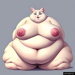 anthro belly big_belly big_breasts black_background breasts deep_navel female fur grey_background heterochromia hyper hyper_belly inner_ear_fluff kneeling morbidly_obese morbidly_obese_anthro morbidly_obese_female navel nipples obese obese_anthro obese_female open_mouth overweight overweight_anthro overweight_female pink_nipples pink_nose pornpen.ai red_tongue simple_background solo tongue tuft white_body white_fur white_inner_ear_fluff cow_of_fire domestic_cat felid feline felis mammal 1:1 shaded