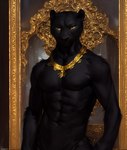 abs anthro black_body black_fur felid fur gold_eyes jewelry looking_at_viewer male mammal melanistic muscular muscular_anthro muscular_male pantherine solo tahlia_(director)