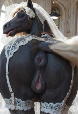 animal_genitalia animal_pussy anus big_butt blush butt clothing equine_genitalia equine_pussy female feral genitals lace lips looking_at_viewer looking_back looking_back_at_viewer panties panties_on_feral presenting presenting_hindquarters presenting_pussy pussy solo teasing underwear view walking wedding vlrgromns equid equine horse mammal animated short_playtime webm