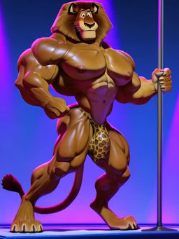 animal_print big_bulge big_muscles big_pecs bulge clothing dancing flexing_biceps grok_imagine huge_muscles leopard_print male muscular muscular_arms muscular_male nipples pecs pink_nipples pole shirtless_male small_waist solo speedo stage stage_lights stripper stripper_pole swimwear bernverse_(director) madagascar_(series) alakay_alex felid lion mammal pantherine animated full-length_portrait portrait short_playtime webm