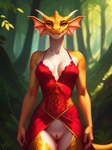 anthro bottomless clothed clothing denis0k dragon dress female genitals pussy scalie solo