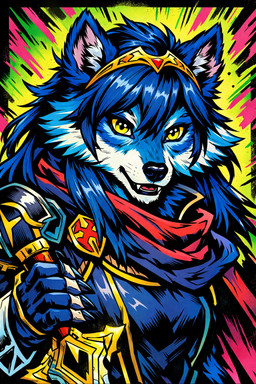 anthro blue_body blue_fur blue_hair cape claws clothing crown eyelashes female finger_claws fur hair holding_object holding_sword holding_weapon long_hair melee_weapon sharp_teeth solo sword teeth tiara weapon yellow_eyes fire_emblem lucina_(fire_emblem) canid canine canis mammal wolf hi_res