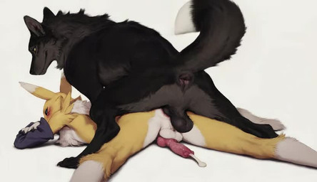 anal anal_knotting animal_genitalia animal_penis anthro anus balls black_body black_fur bodily_fluids canine_genitalia canine_penis drooling ejaculation feral fur genitals knotting licking male male/male penis saliva simple_background tail_motion tailwag tongue tongue_out white_background sysns digimon canid canine canis digimon_(species) mammal renamon wolf animated loop webm