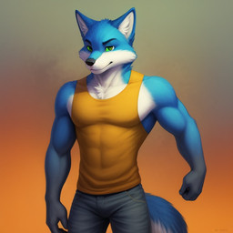 abs aged_up anthro athletic athletic_anthro athletic_male black_nose blue_body blue_fur blue_hair bottomwear clothing denim denim_clothing dipstick_tail frosting.ai fur green_eyes hair jeans male markings mature_male multicolored_body multicolored_fur muscular muscular_anthro muscular_arms muscular_male pants pecs solo tail_markings tank-top two_tone_body two_tone_fur two_tone_tail white_body white_fur marcus_mccloud canid canine fox mammal