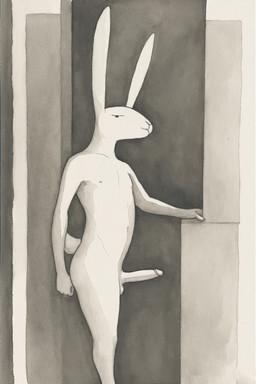 anthro balls bedroom_eyes big_ears big_penis erection femboy first_person_view fur genitals humanoid_genitalia humanoid_penis long_ears long_penis looking_at_viewer male minimalist narrowed_eyes nipples nude penile penis presenting presenting_penis seductive simple_background skinny slim smile solo standing tail tail_tuft tuft white_body white_fur extravirginweaseloil hare lagomorph leporid mammal rabbit black_and_white hi_res monochrome painting_(artwork) sketch traditional_media_(artwork) watercolor_(artwork)
