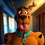 anthro blush canid canine canis domestic_dog looking_at_viewer male mammal scooby-doo solo sombreru tongue tongue_out