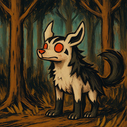 feral forest male plant red_eyes red_nose solo standing stare tree thedavid nintendo pokemon generation_3_pokemon mightyena pokemon_(species) hi_res