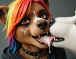 anthro bodily_fluids brown_body brown_fur choker close-up clothing cum cum_drip cum_in_mouth cum_inside cum_on_face cum_on_tongue dripping duo eyeshadow fangs female female/female fur genital_fluids hair head_out_of_frame hoodie jewelry licking looking_at_viewer makeup multicolored_hair necklace photorealism rainbow_hair realistic realistic_fur realistic_lighting simple_background teeth tongue tongue_out topwear white_body white_fur nnam_si3 brown_bear mammal polar_bear ursid ursine hi_res