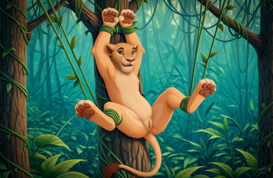 animal_genitalia animal_pussy anus arms_above_head arms_tied bdsm bedroom_eyes bondage bound female feral genitals jungle legs_tied looking_at_viewer narrowed_eyes open_mouth open_smile pawpads paws plant pussy seductive smile solo spread_legs spreading suspension suspension_bondage tree vines ocillet the_lion_king nala_(the_lion_king) felid lion mammal pantherine hi_res
