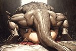 anthro anthro_penetrating anthro_penetrating_human big_dom_small_sub dominant duo female female_on_anthro from_front_position human_on_anthro human_penetrated interspecies male male/female male_on_human mating_press penetration sex size_difference thick_tail hyperion human lizard lizardman mammal reptile scalie