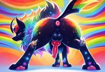 animal_genitalia animal_penis anus canine_genitalia canine_penis feral fluffy fur genitals magic male multicolored_body multicolored_fur penis presenting puffy_anus rainbow_body rainbow_fur serious_face solo silencien absol generation_3_pokemon pokemon_(species)