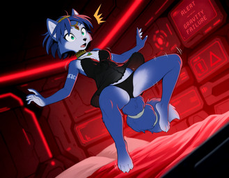 4_toes 5_fingers accessory arms_apart babydoll barefoot bed black_clothing black_nose black_panties black_underwear blue_body blue_fur blue_hair breasts circlet claws cleavage clothed clothing countershading dipstick_tail dress eyebrows eyelashes feet female finger_claws fingers floating fur furgonomic furniture green_eyes hair hair_accessory humor inner_ear_fluff inside jewelry leg_markings lingerie markings motion_lines multicolored_body multicolored_fur necklace nightgown on_bed open_mouth panties pillow plantigrade ring shocked short_hair sleepwear solo spacecraft_interior spread_legs spreading surprise tail tail_accessory tail_jewelry tail_markings tail_ring tailband teeth text toe_claws toes translucent translucent_clothing tuft two_tone_body underwear upskirt white_body white_fur wide_eyed hank94_(director) nintendo star_fox krystal_(star_fox) canid canine fox mammal english_text hi_res