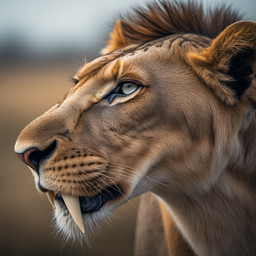 black_lips blue_eyes fangs female feral lips mohawk prehistoric_species realistic sabertooth_(anatomy) teeth maw_master felid feline lion mammal pantherine saber-toothed_tiger sabertoothed_lion smilodon