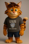 anthro black_clothing black_shirt black_topwear bottomwear chatgpt clothing fur green_eyes male orange_body orange_fur paws pink_nose shirt shorts solo topwear mcninja2000 frederick_tafkad domestic_cat felid feline felis humanoid mammal hi_res